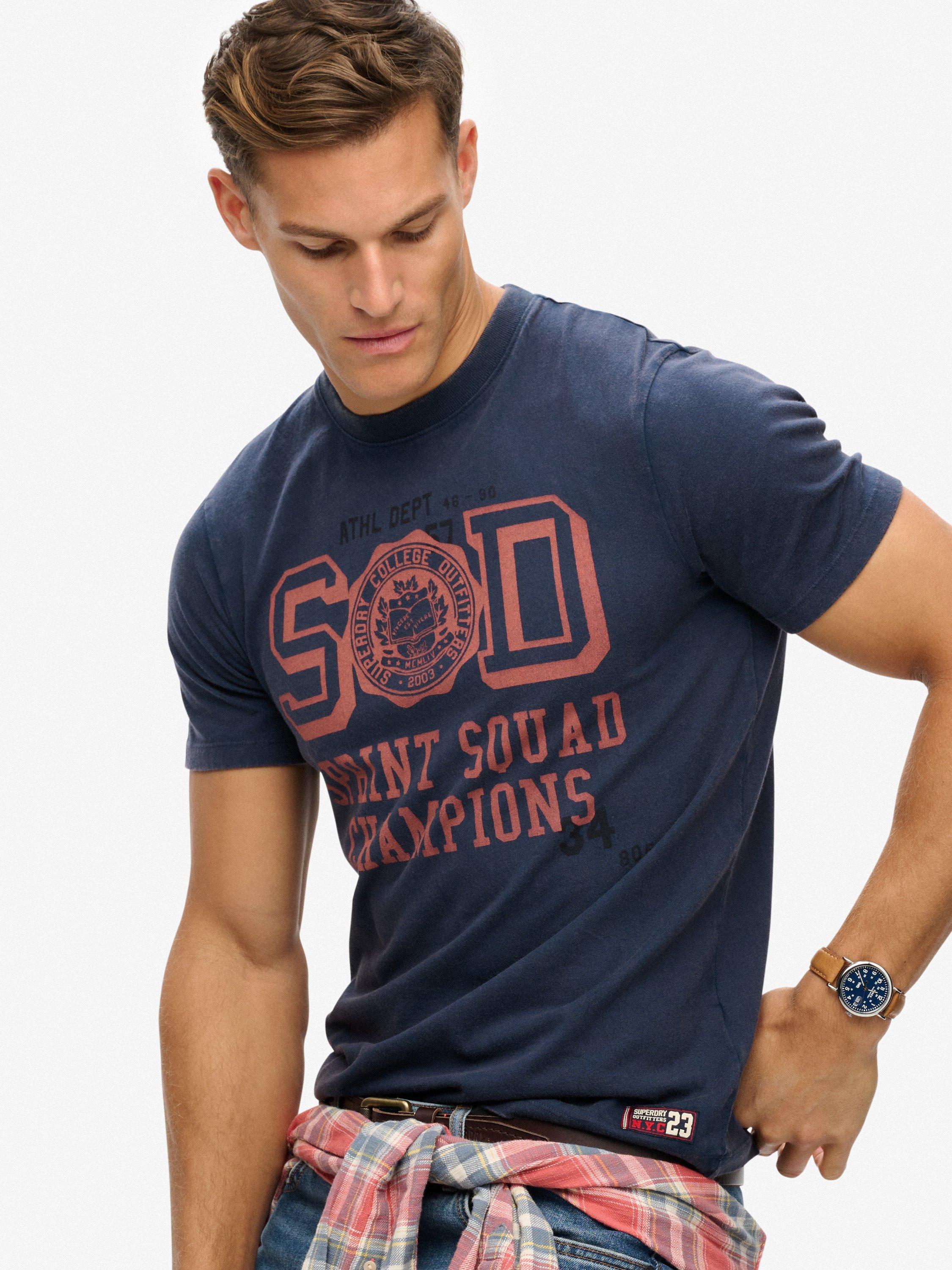 Product image 4 of 6, which shows Superdry Vintage Prep Relaxed T-Shirt, Lauren Navy, S