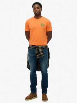 Superdry Crew Neck Cotton T-Shirt - view 2, Firecracker Orange