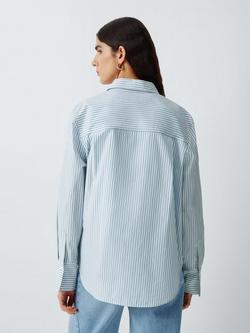 John Lewis Striped Cotton Poplin Shirt, Stripe - view 2, Stripe