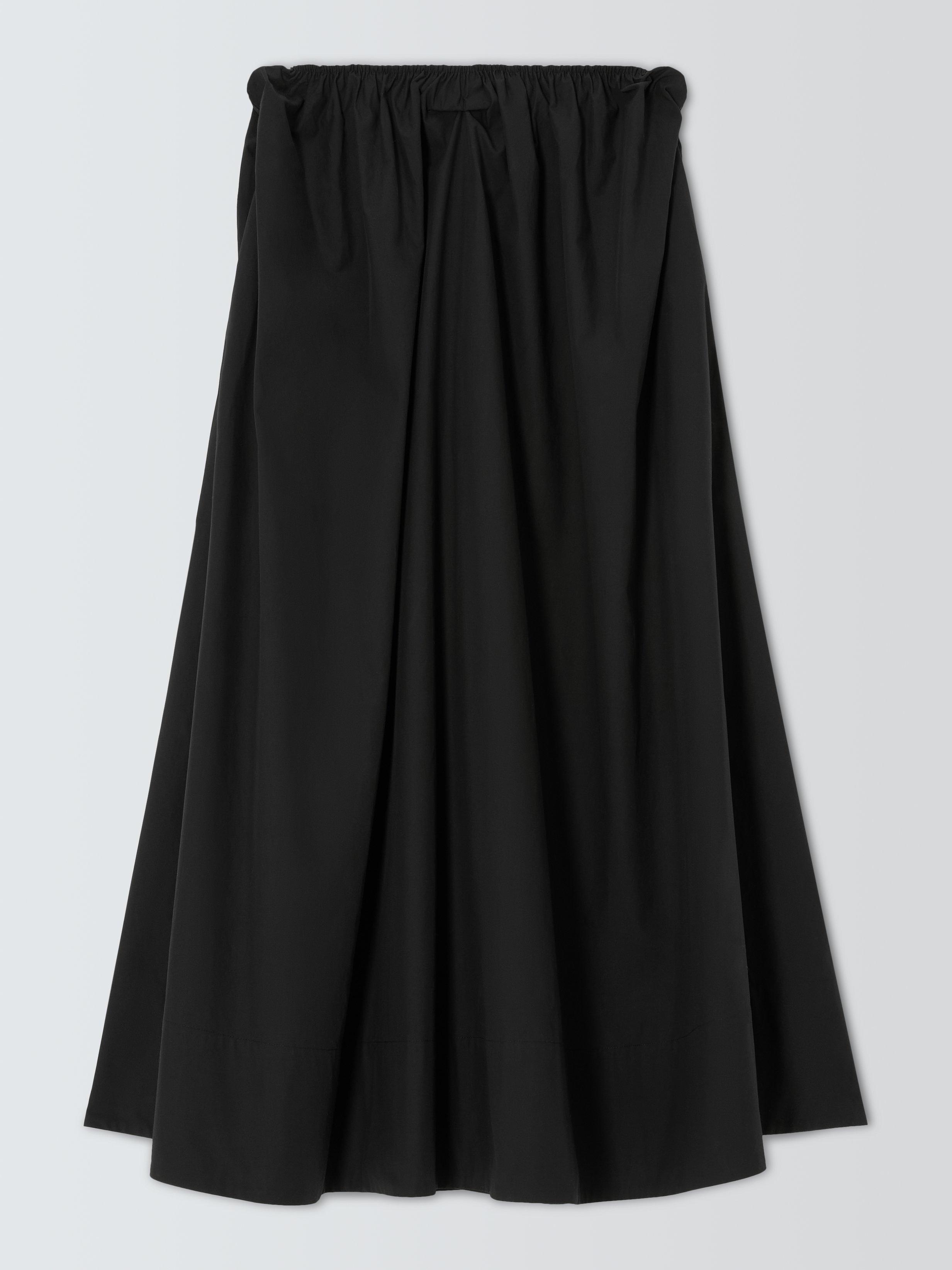 Product image 4 of 6, which shows John Lewis Plain Pleated Cotton Poplin Maxi Skirt, Black, 8