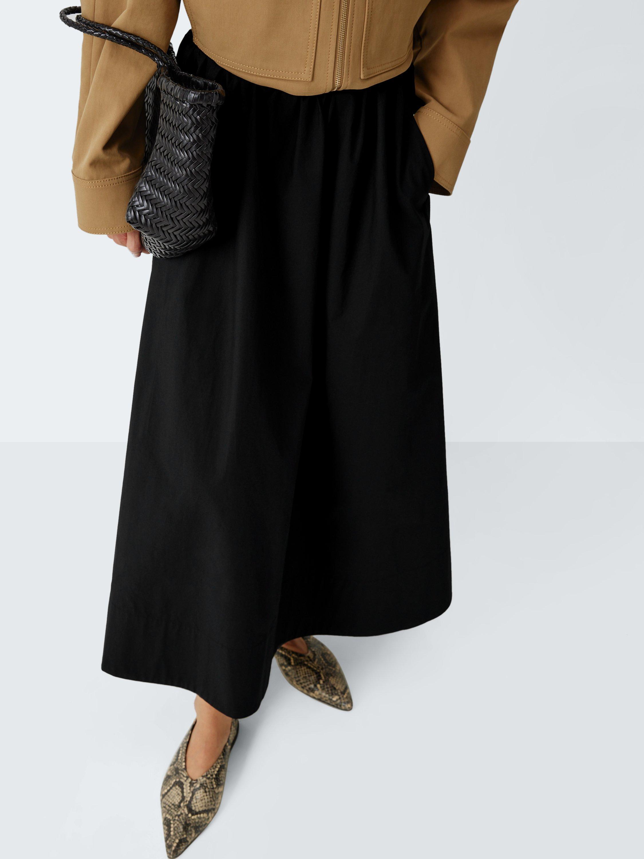 Product image 5 of 6, which shows John Lewis Plain Pleated Cotton Poplin Maxi Skirt, Black, 8
