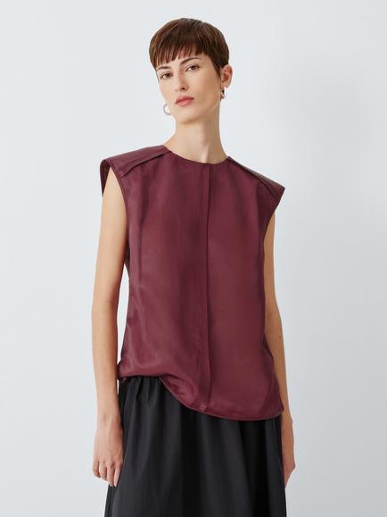 John Lewis Sleeveless Shell Top, Burgundy