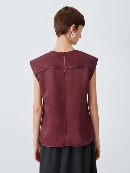 John Lewis Sleeveless Shell Top - view 2, Burgundy