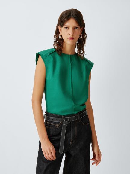 John Lewis Sleeveless Shell Top, Pine Green