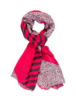 chesca Animal Print Striped Scarf, Fuchsia/Purple