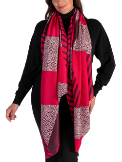 chesca Animal Print Striped Scarf - view 2, Fuchsia/Purple