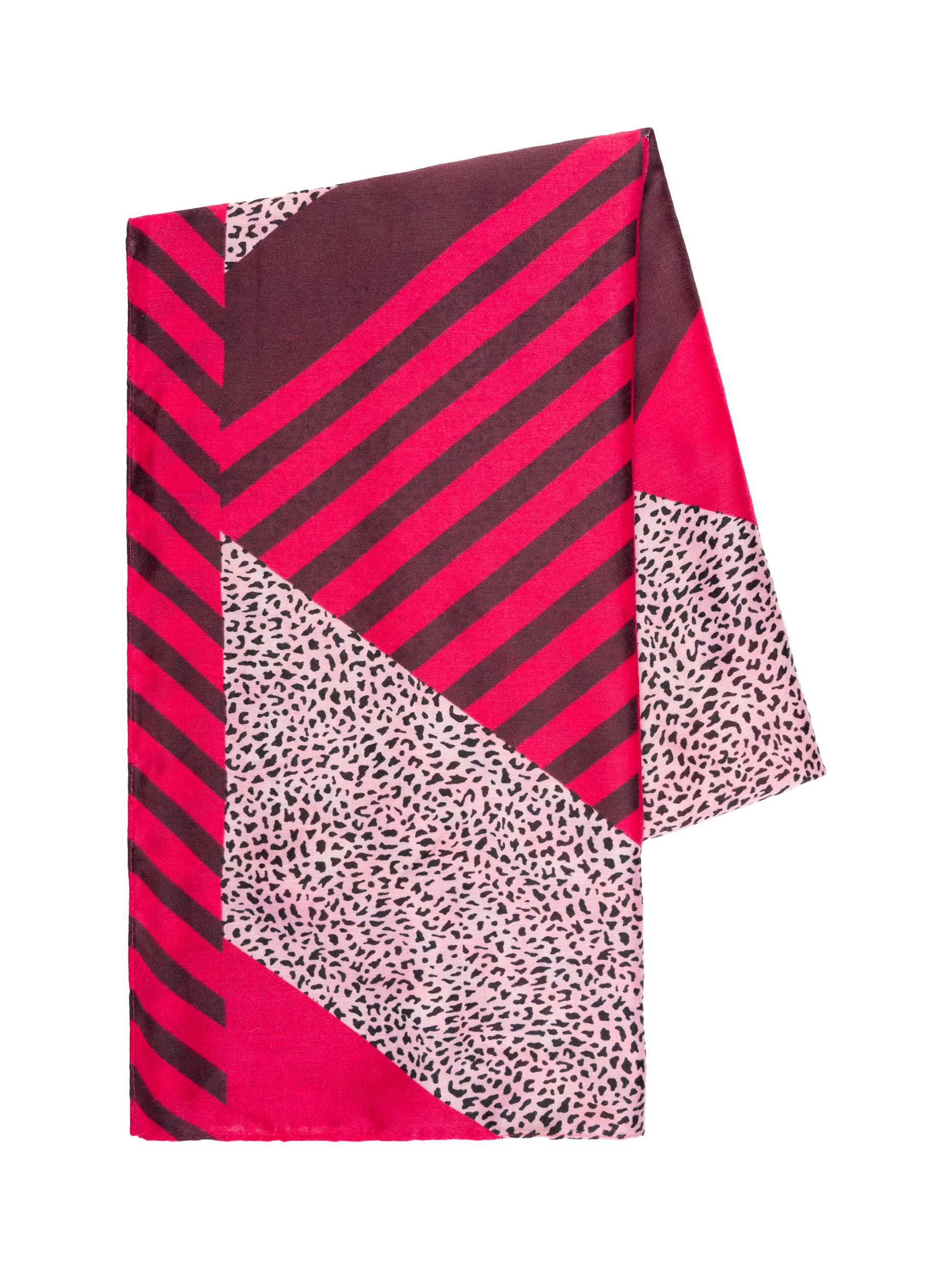 Product image 5 of 5, which shows chesca Animal Print Striped Scarf , Fuchsia/Purple, One Size