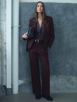 Mango Bergen Single Breasted Stripe Blazer - view 2, Dark Red