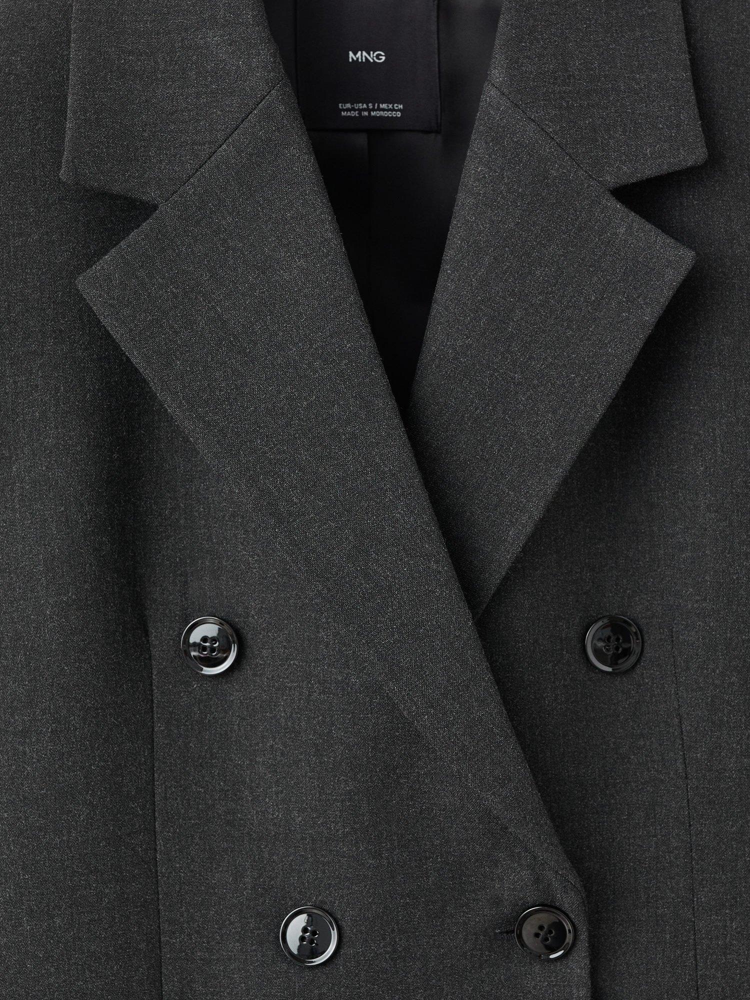 Product image 8 of 8, which shows Mango Daisy Double Breasted V-Neck Blazer , Grey, L