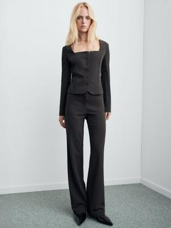 Mango Crop Fitted Suit Blazer - view 2, Grey