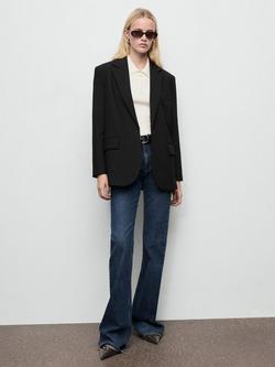 Mango Mila Single-Breasted V-Neck Blazer - view 2, Black