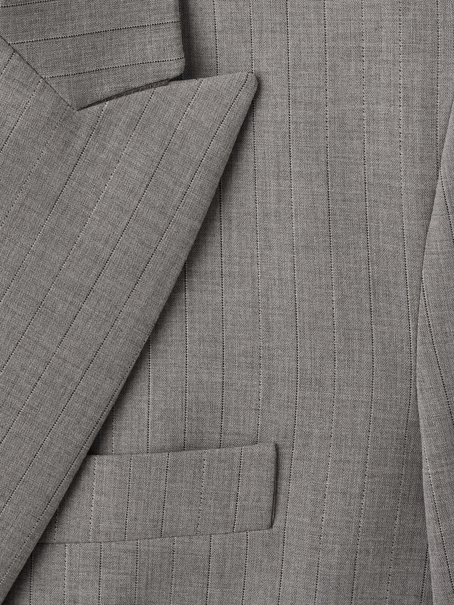 Product image 5 of 8, which shows Mango Puglia Pinstripe Wool Blend Blazer, Grey, XXS