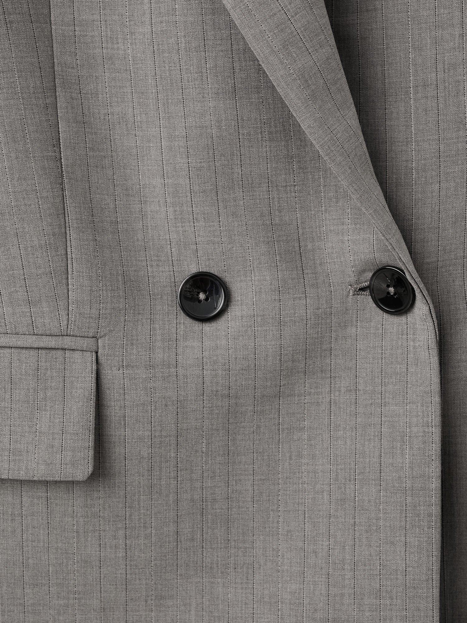 Product image 8 of 8, which shows Mango Puglia Pinstripe Wool Blend Blazer, Grey, XXS