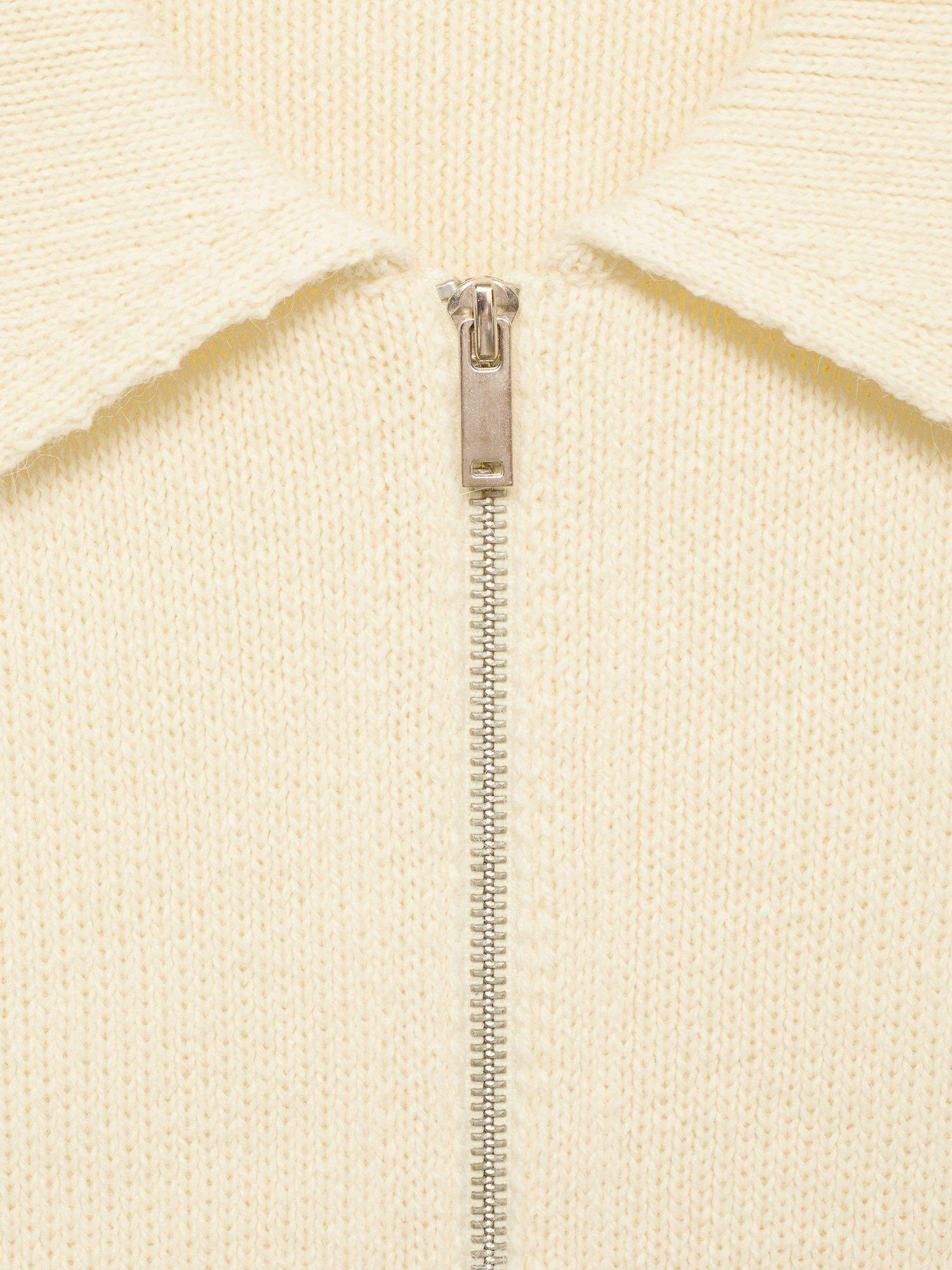 Product image 7 of 7, which shows Mango Belty Smart Collar Zip Up Cardigan , Light Beige, L