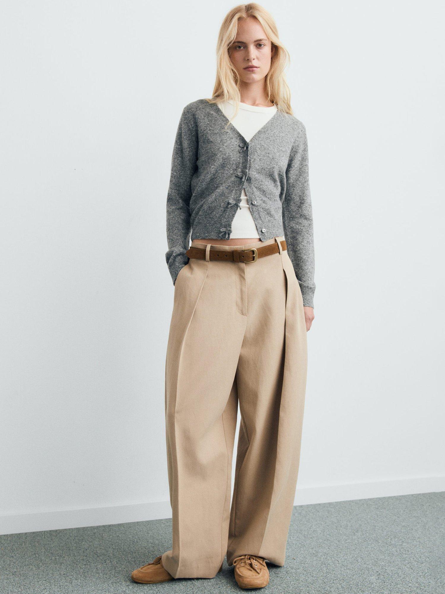 Product image 2 of 7, which shows Mango Lady Fine V-Neck Wool Blend Cardigan, Medium Grey, M