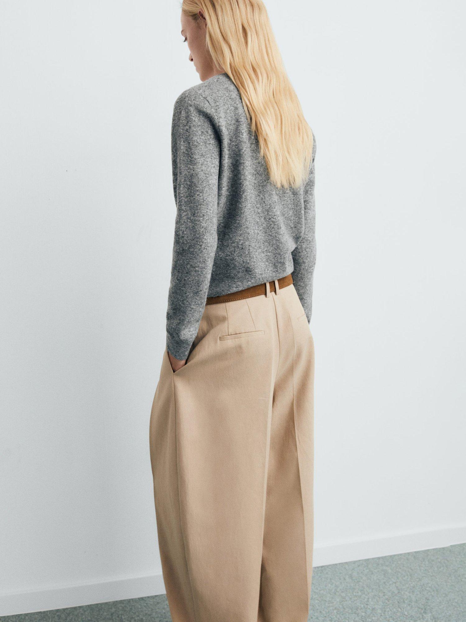 Product image 4 of 7, which shows Mango Lady Fine V-Neck Wool Blend Cardigan, Medium Grey, M