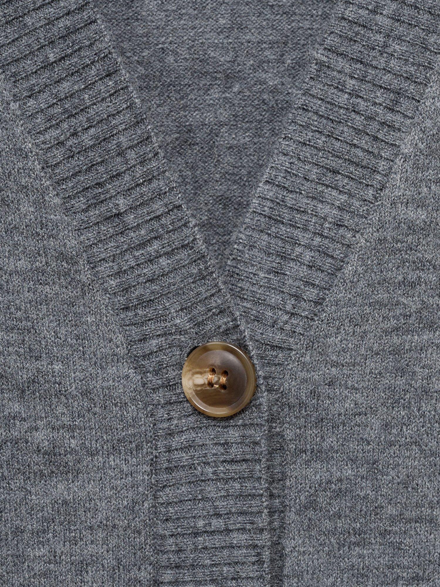 Product image 5 of 7, which shows Mango Nekko V-Neck Wool Blend Pocketed Cardigan , Medium Grey, S