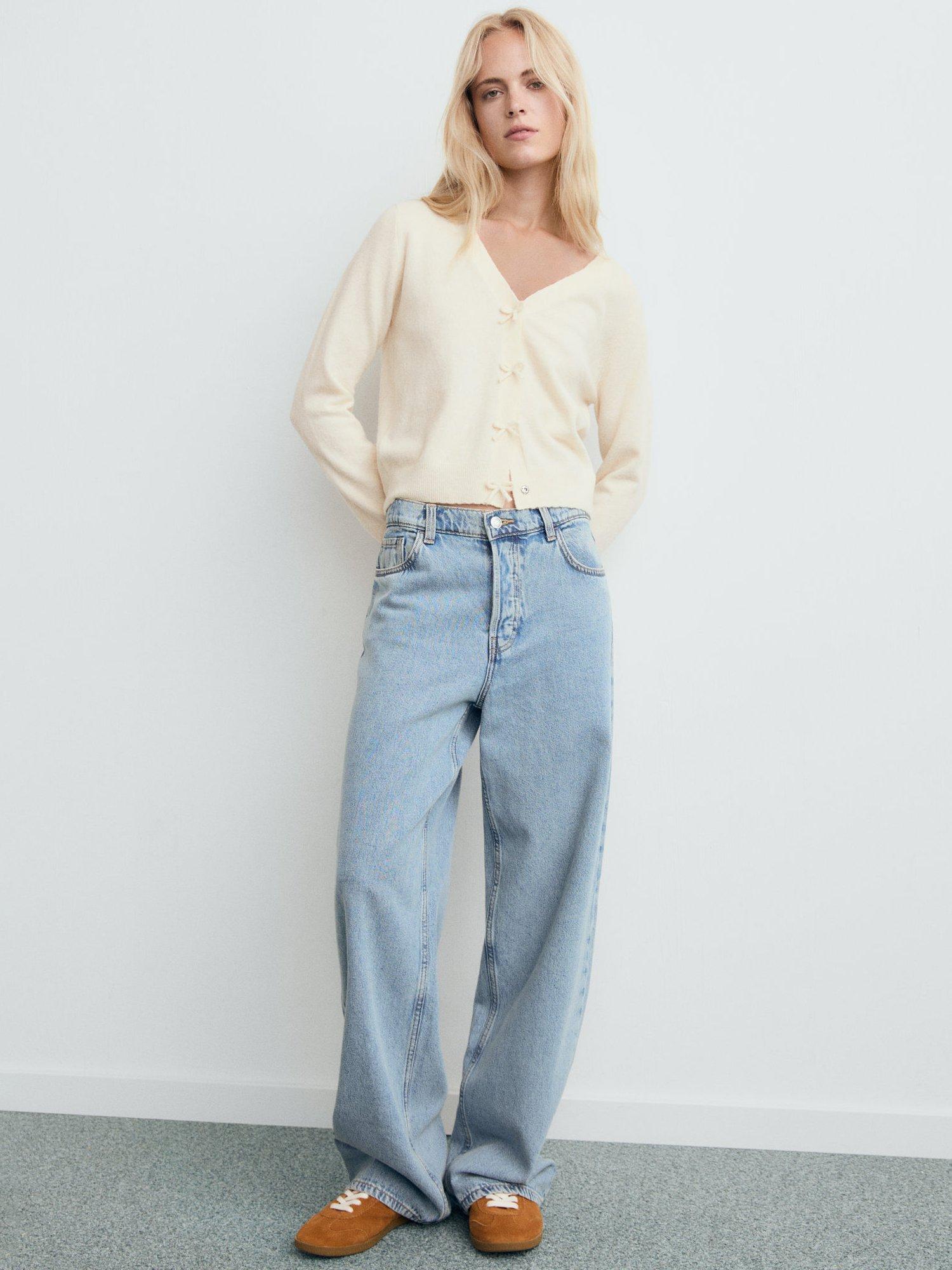 Product image 2 of 7, which shows Mango Lady Fine V-Neck Wool Blend Cardigan, Light Beige, XS