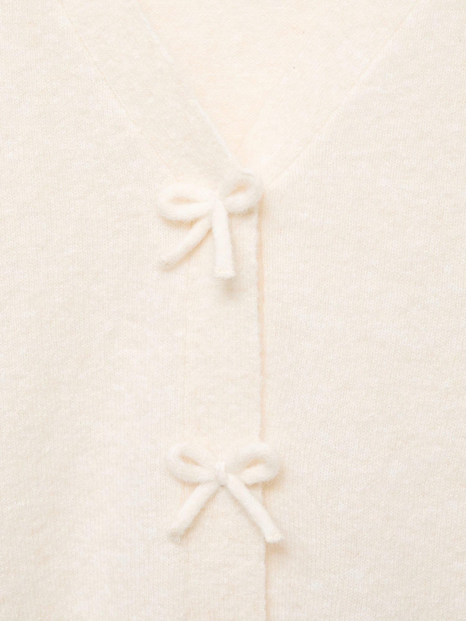 Product image 7 of 7, which shows Mango Lady Fine V-Neck Wool Blend Cardigan, Light Beige, XS
