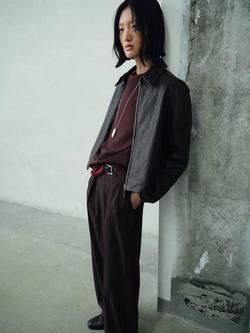 Mango Lapels Low Suede Leather Jacket - view 2, Black