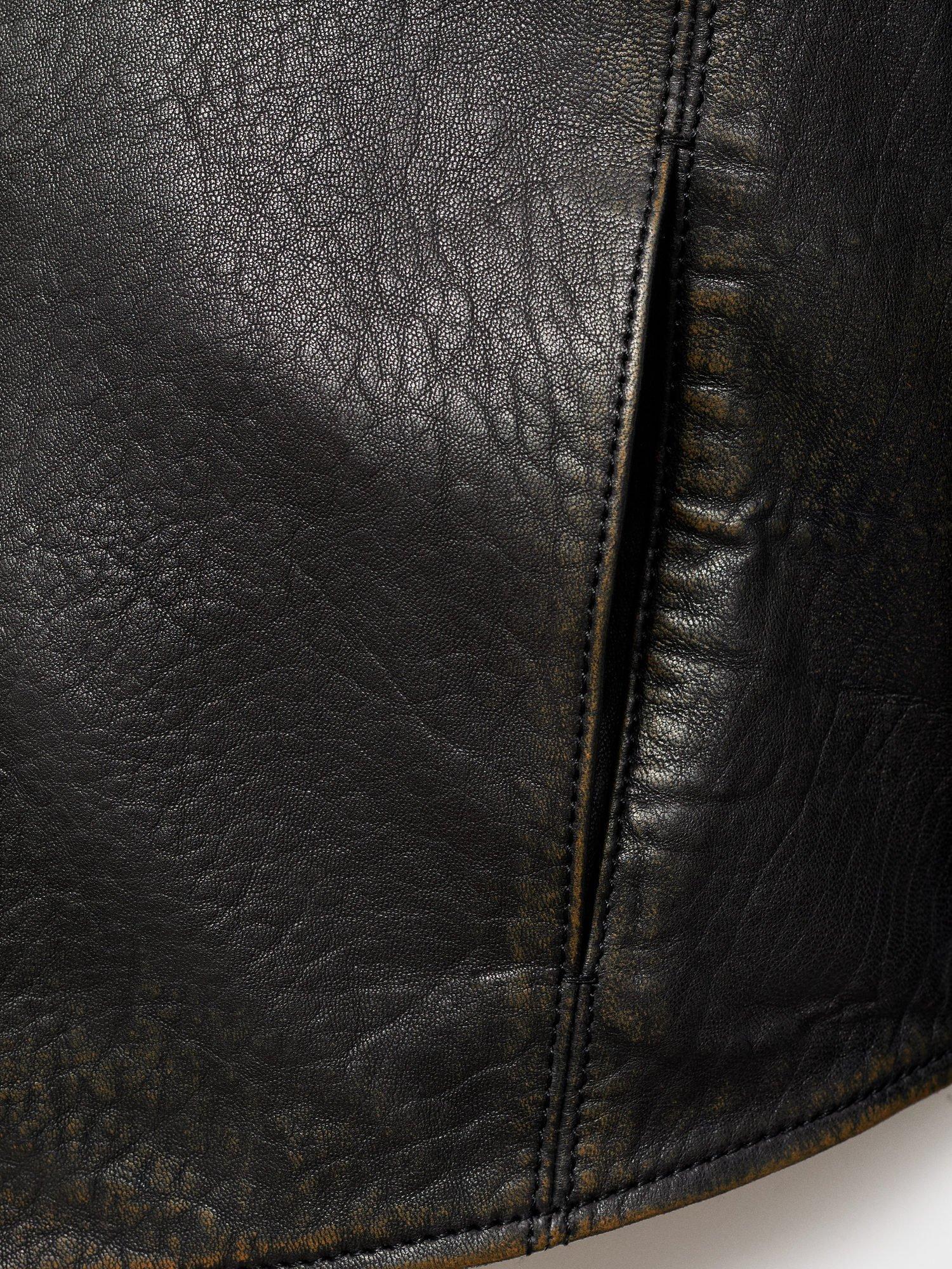 Product image 5 of 7, which shows Mango Lapels Low Suede Leather Jacket , Black, XXL