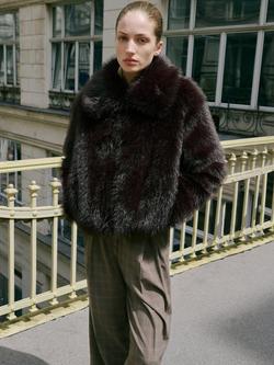 Mango Chaqueta Venice Faux Fur Jacket, Brown