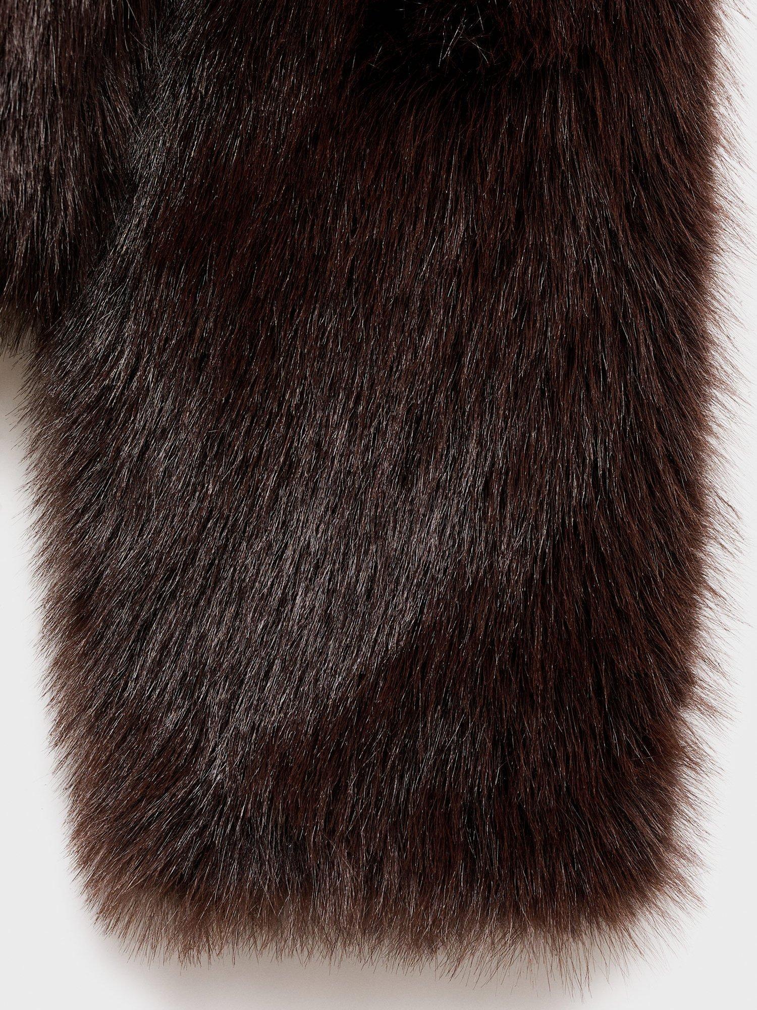 Product image 5 of 7, which shows Mango Chaqueta Venice Faux Fur Jacket , Brown, L