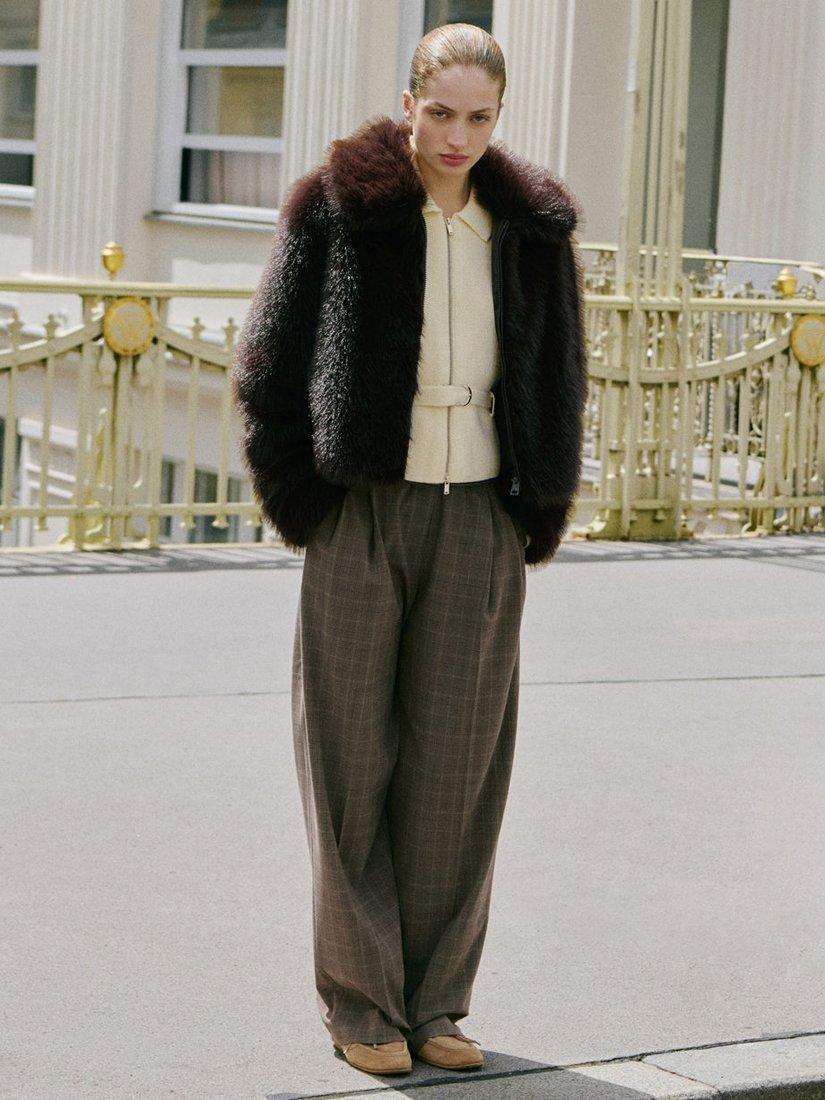 Product image 6 of 7, which shows Mango Chaqueta Venice Faux Fur Jacket , Brown, L