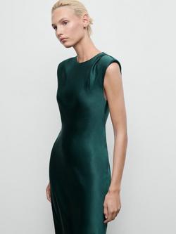 Mango Gante Satin Midi Dress - view 2, Green