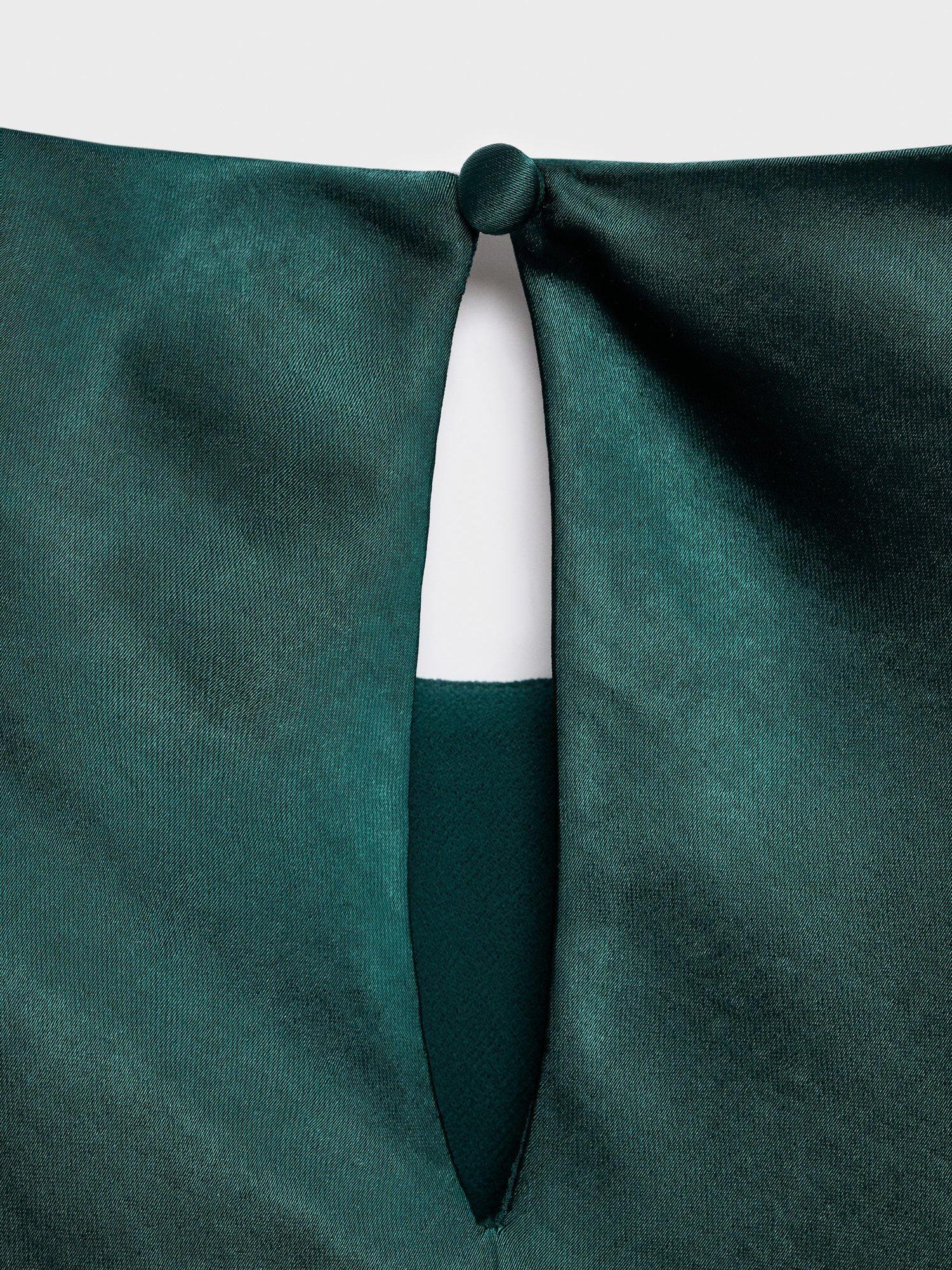 Product image 5 of 11, which shows Mango Gante Satin Midi Dress, Green, 6