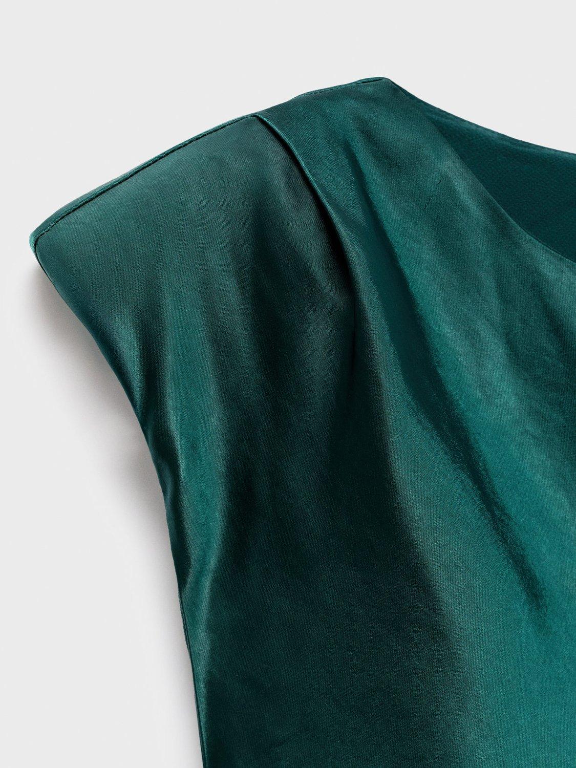 Product image 8 of 11, which shows Mango Gante Satin Midi Dress, Green, 6
