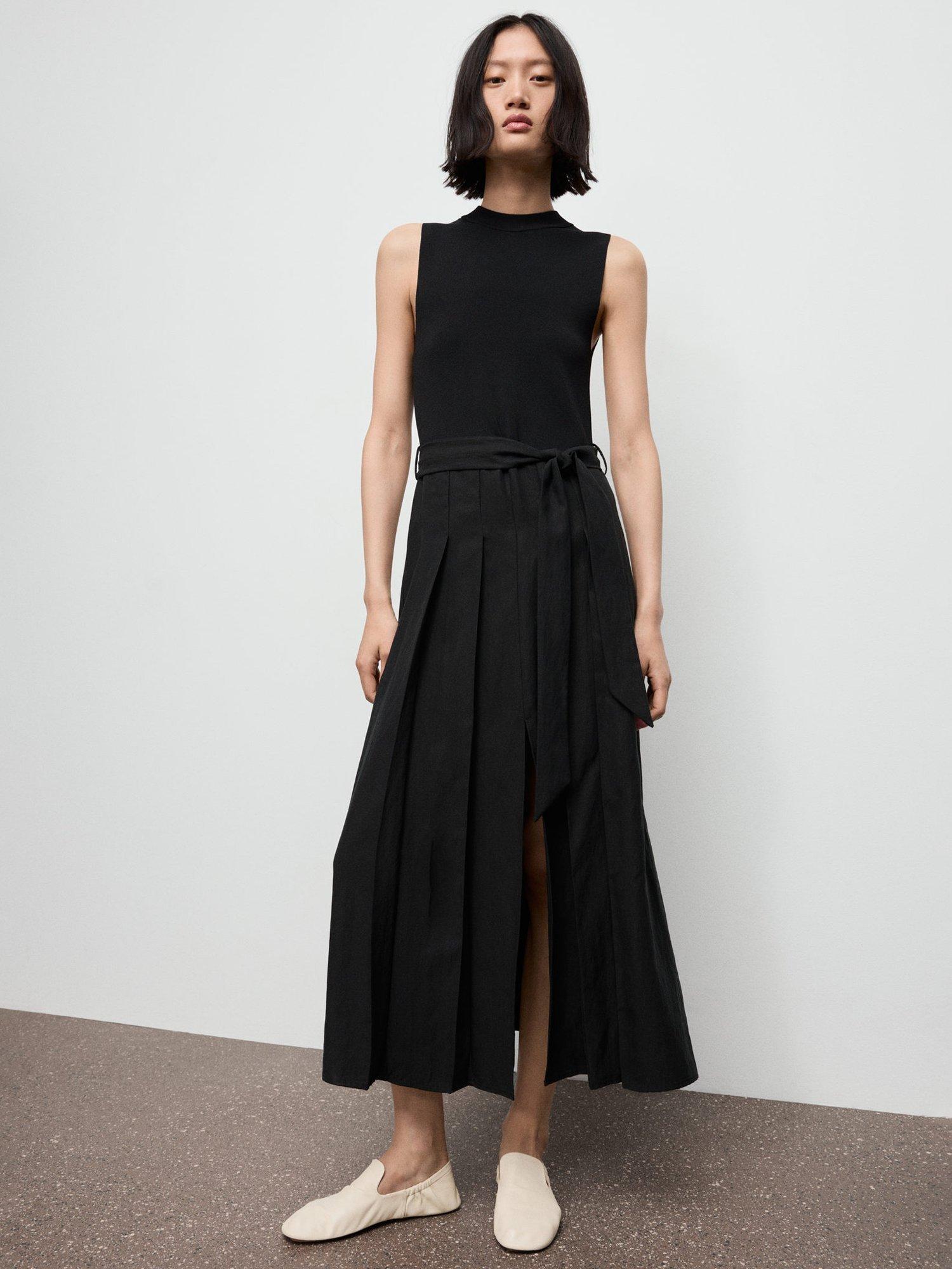 Product image 1 of 8, which shows Mango Niamz Sleeveless Midi Dress, Black, 10