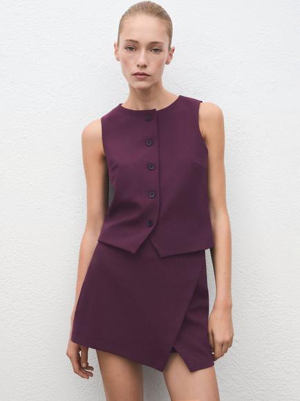 Mango Candela Waistcoat, Dark Red