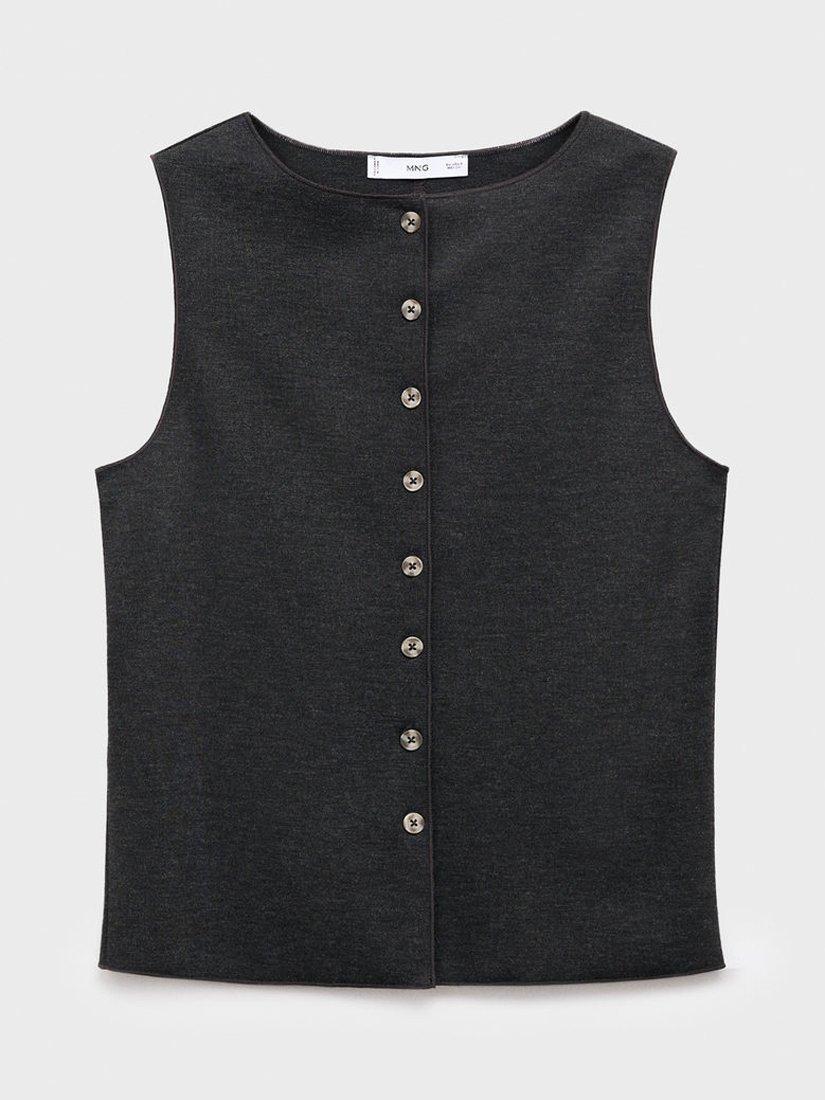 Product image 3 of 7, which shows Mango Nevada Round Neck Buttoned Wasitcoat, Grey, S