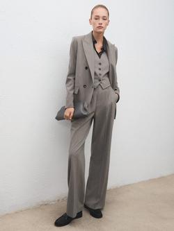 Mango Puglia Pinstripe Wool Blend Waistcoat, Grey - view 2, Grey