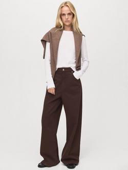 Mango Blair Wid Leg Cotton Jeans - view 2, Dark Brown