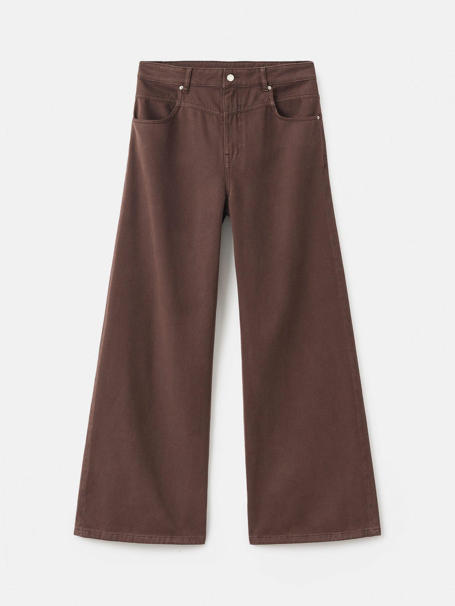 Product image 3 of 7, which shows Mango Blair Wid Leg Cotton Jeans , Dark Brown, 10