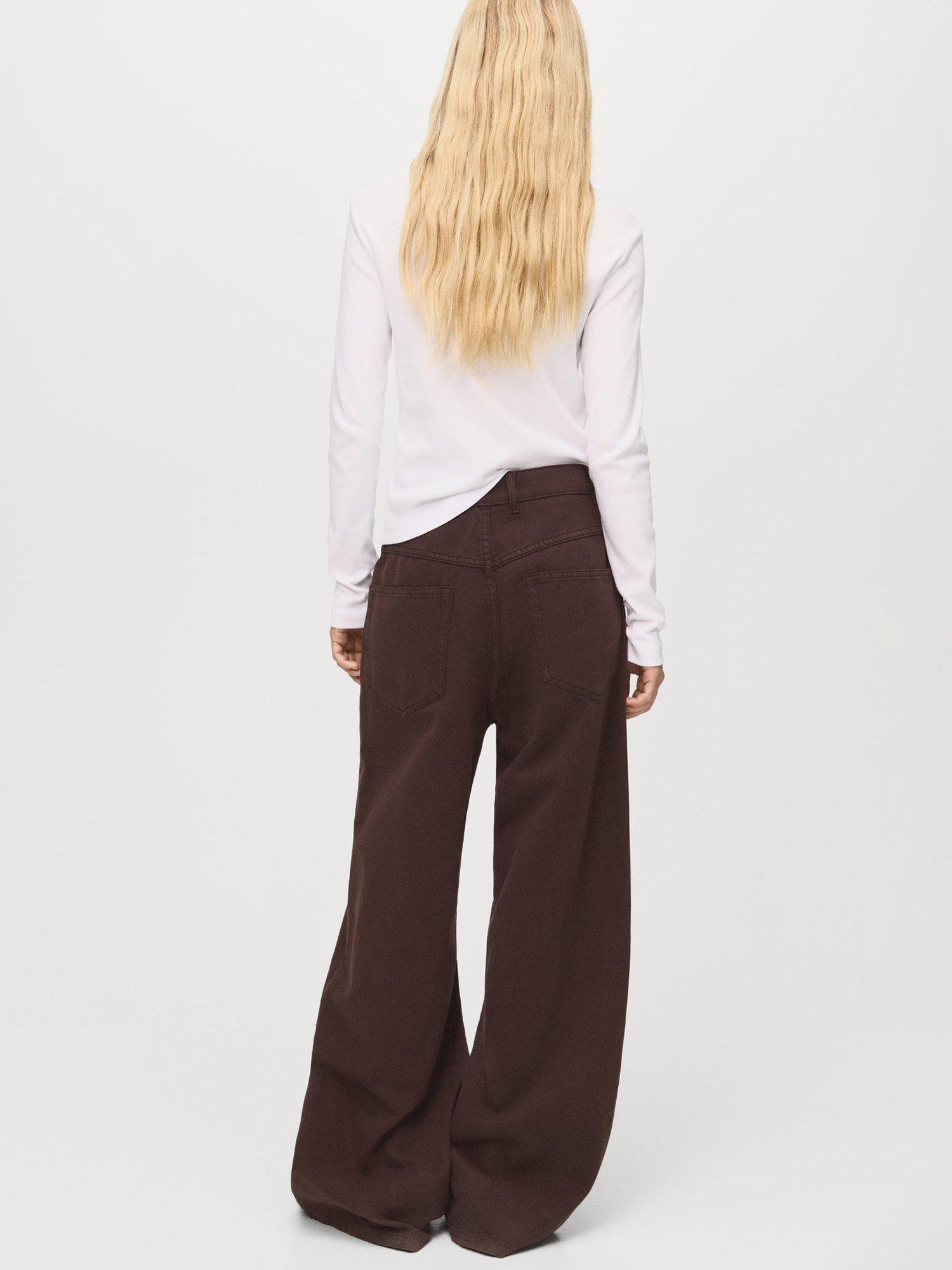 Product image 4 of 7, which shows Mango Blair Wid Leg Cotton Jeans , Dark Brown, 10