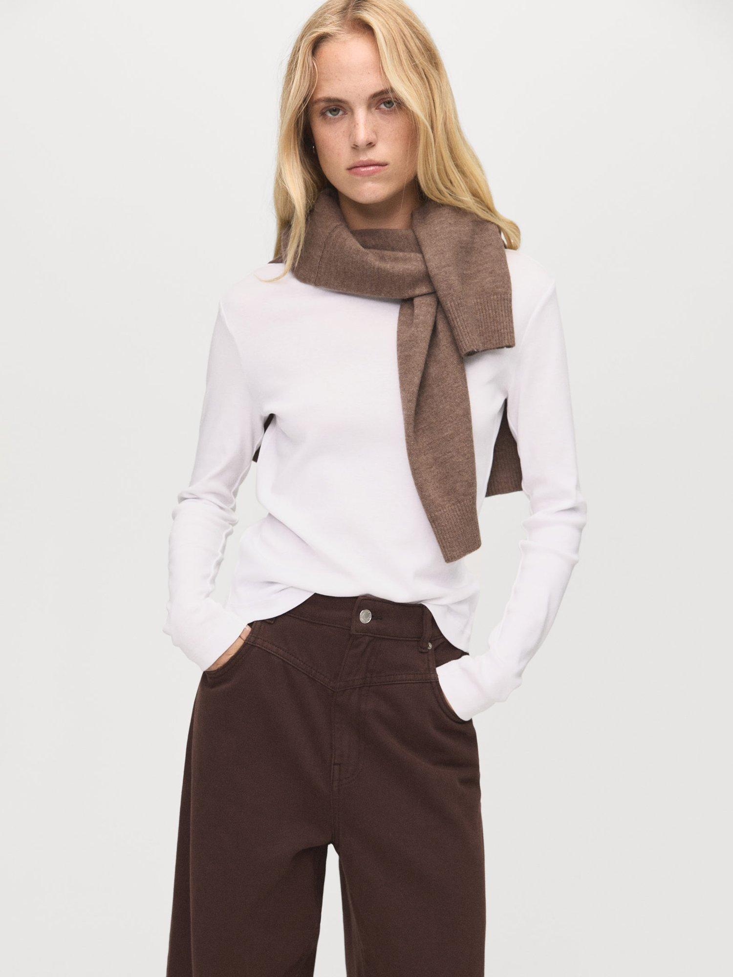 Product image 6 of 7, which shows Mango Blair Wid Leg Cotton Jeans , Dark Brown, 10
