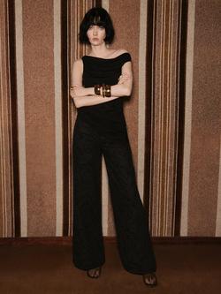 Mango Carmen Wide-Leg Mid Rise Paisley Print Jeans, Open Grey