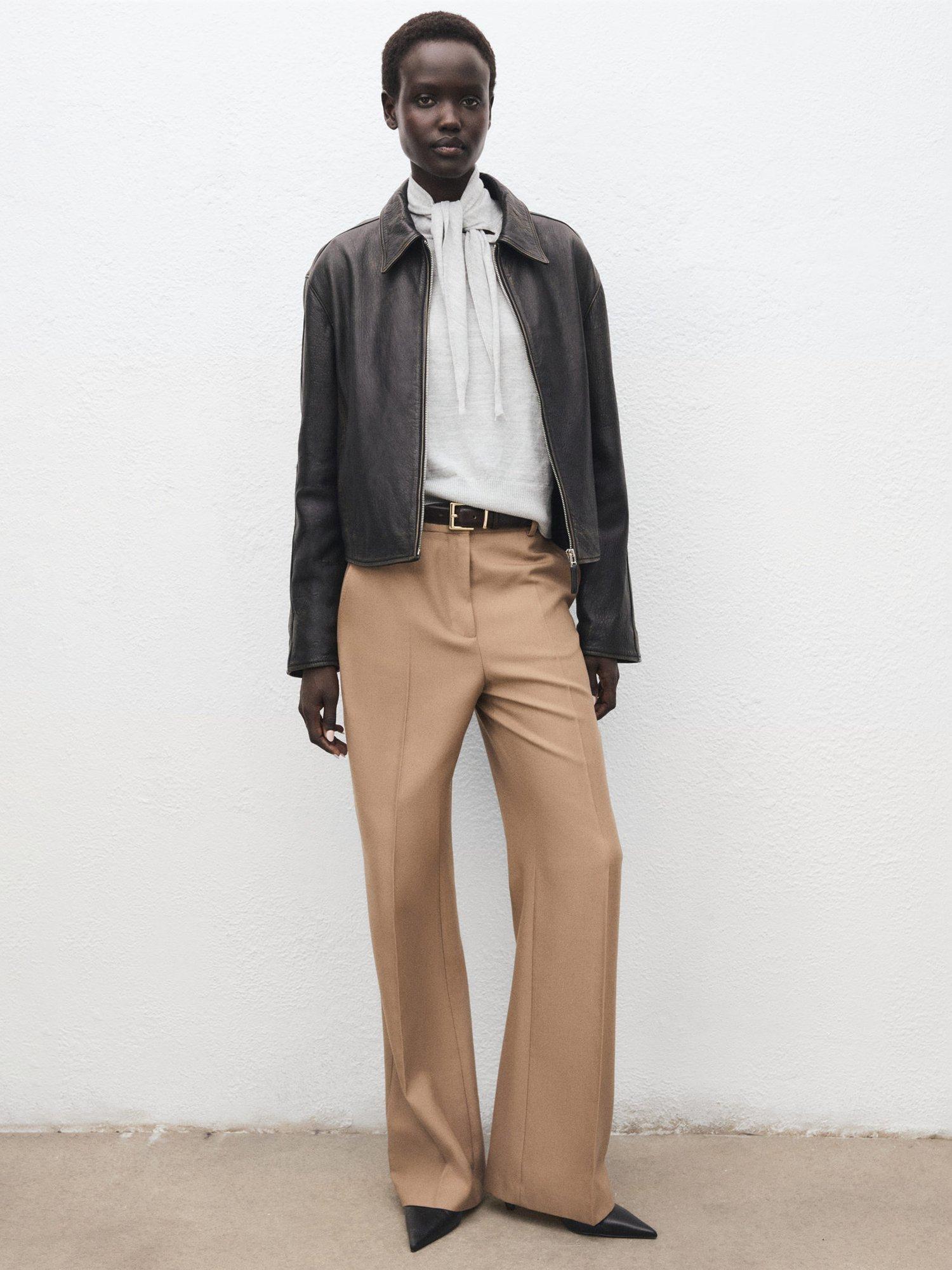 Product image 2 of 8, which shows Mango Amaio Tie-Neck Jersey Sweater , Grey, S