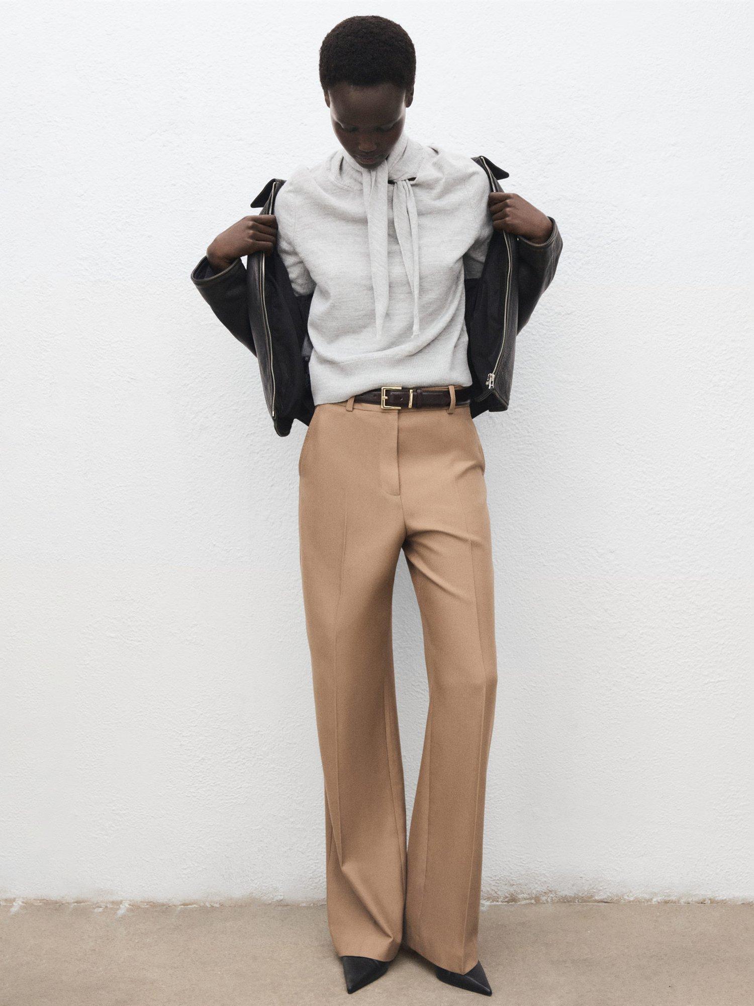 Product image 6 of 8, which shows Mango Amaio Tie-Neck Jersey Sweater , Grey, S