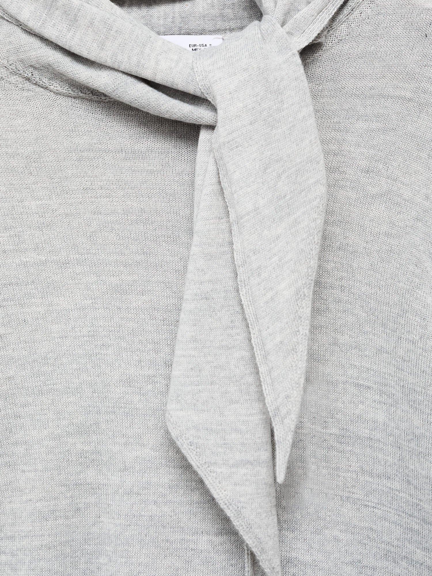 Product image 8 of 8, which shows Mango Amaio Tie-Neck Jersey Sweater , Grey, S