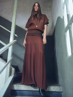 Mango Perkins-Neck Short-Sleeved Sweater - view 2, Brown