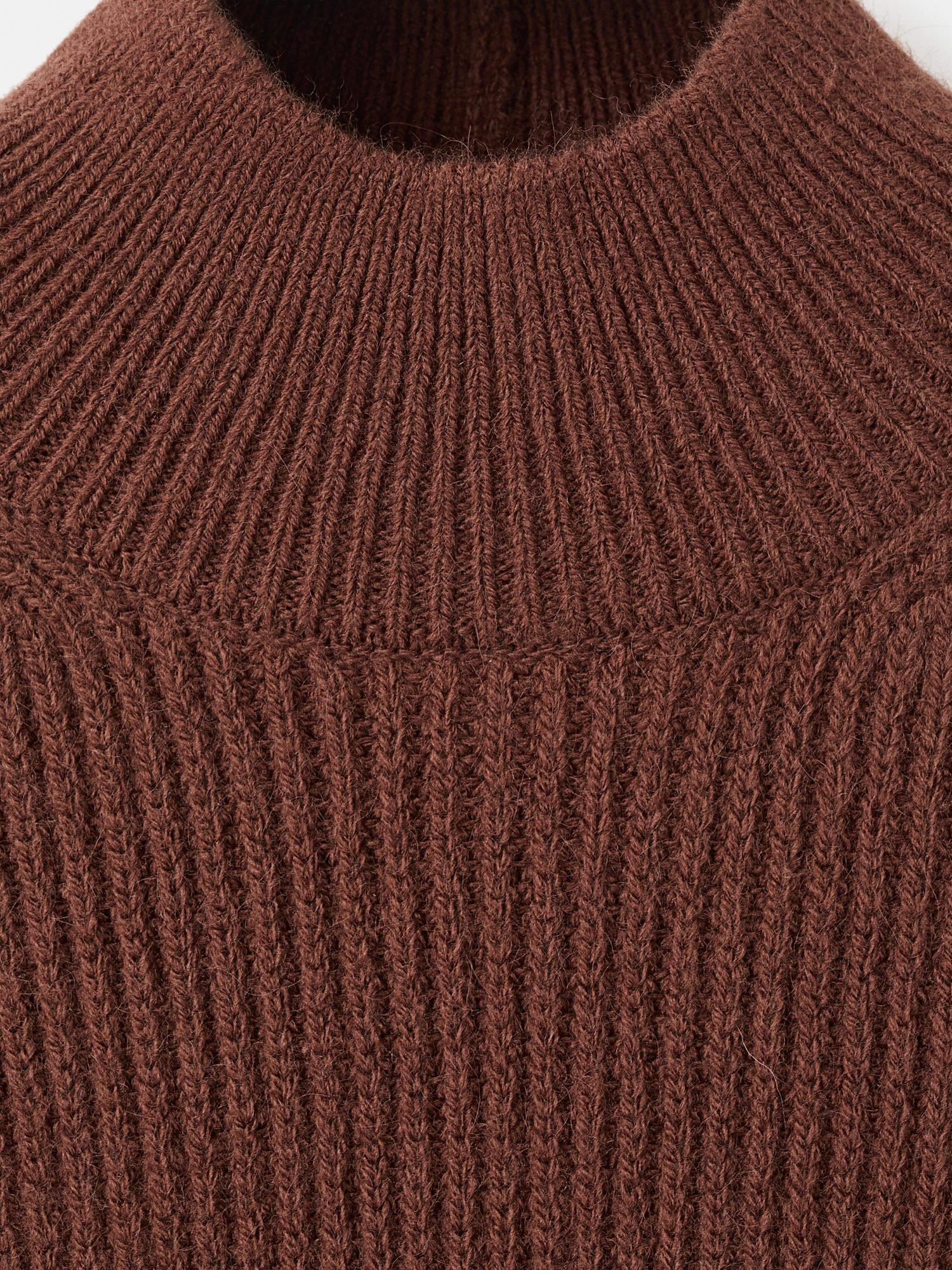 Product image 5 of 6, which shows Mango Perkins-Neck Short-Sleeved Sweater, Brown, S