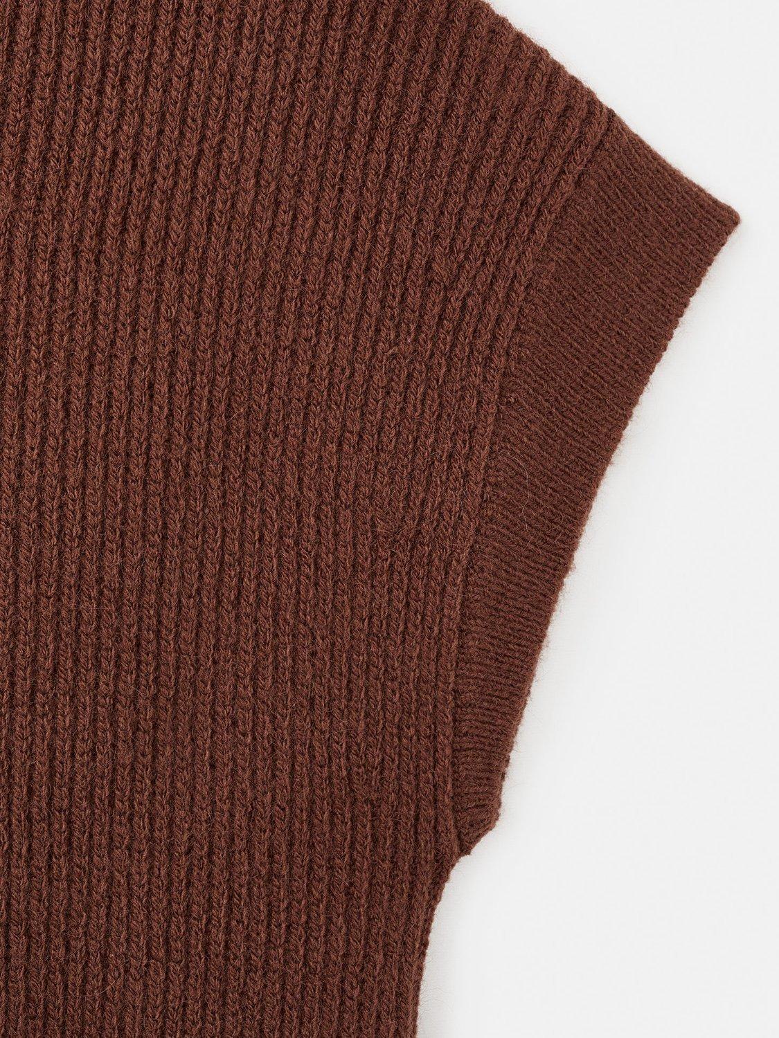 Product image 6 of 6, which shows Mango Perkins-Neck Short-Sleeved Sweater, Brown, S
