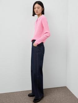 Mango Dijon Polo-Neck Ribbed Sweater - view 2, Pink