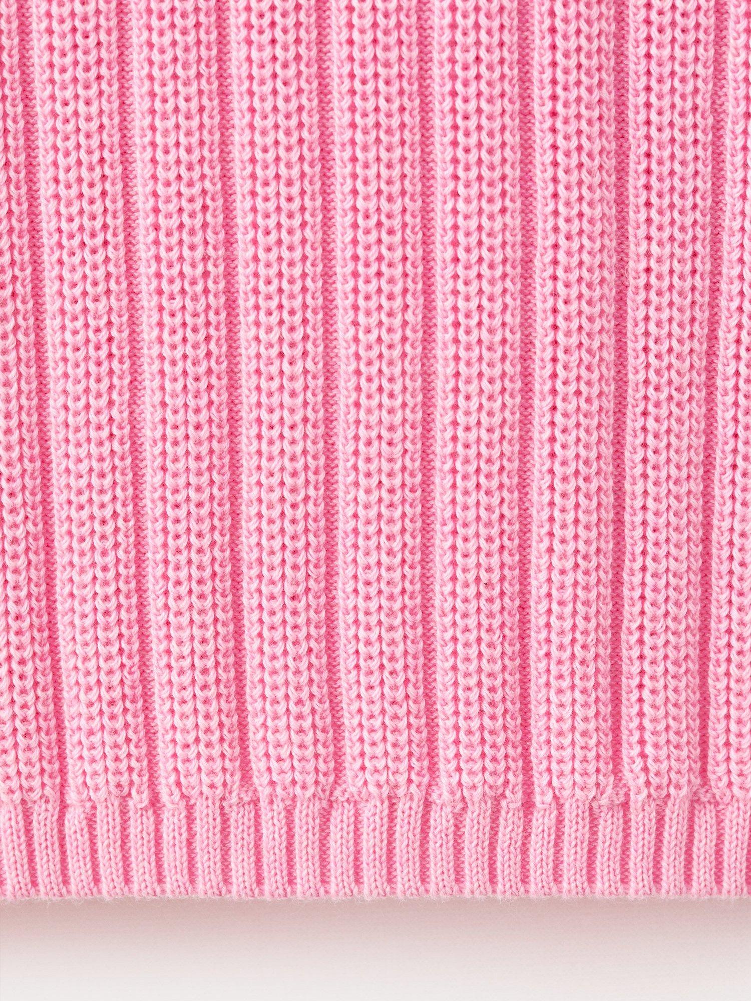 Product image 5 of 7, which shows Mango Dijon Polo-Neck Ribbed Sweater , Pink, XS