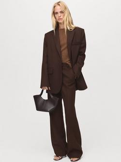 Mango Flurry Boat Neck Fine-Knit Ribbed Sweater - view 2, Dark Brown