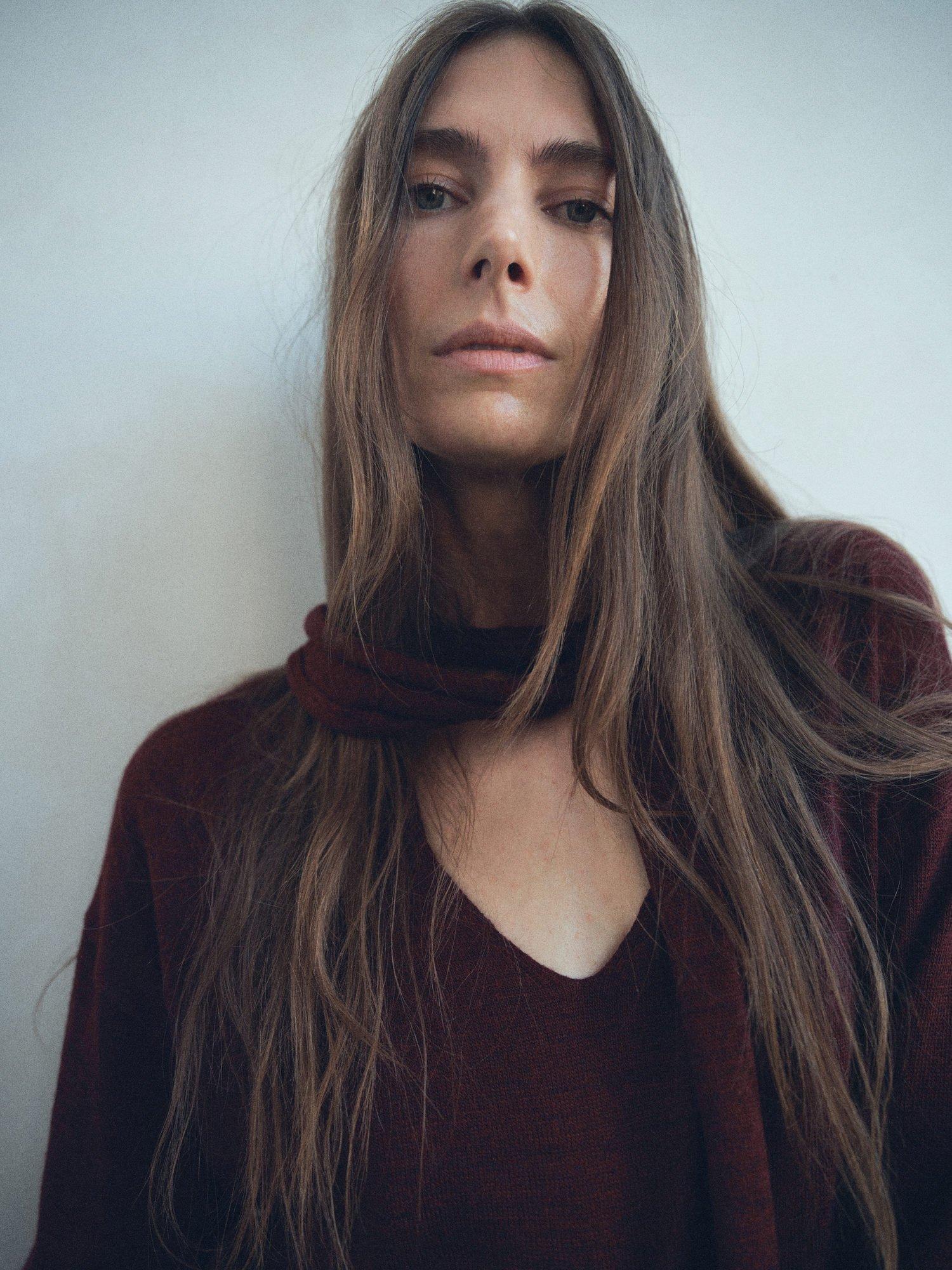 Product image 6 of 7, which shows Mango Laia Fine-Knit Wool Sweater , Dark Red, XS